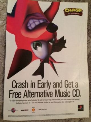 Crash Bandicoot First Game Poster Ad Print Playstation Ps1 Retro