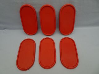 6 Tupperware Modular Mates Orange Oval Replacement Lid Seal 1616