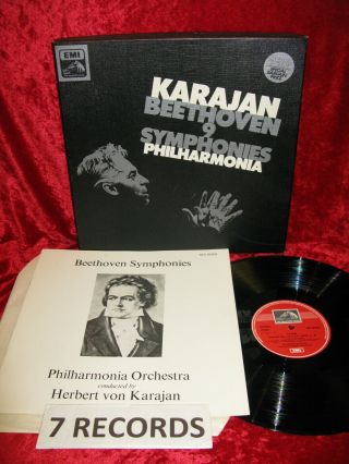Uk Nm 7lp Sls 5053 Stereo Beethoven The Nine Symphonies Karajan Box Exc To Exc,