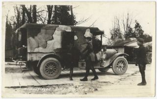 World War One Real Photo Postcard Of A Camouflaged Army Truck