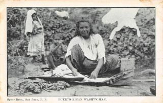 Puerto Rico Woman With Children Washing Clothes,  Spear Bros Pub C 1903 - 06