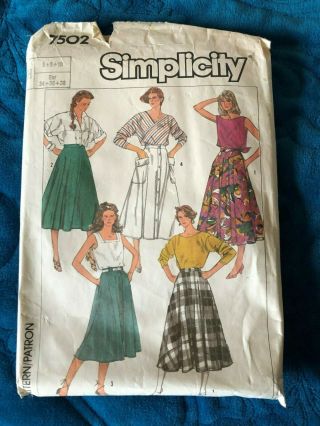Vintage Simplicity Ladies Skirt Pattern Sizes 6 - 8 - 10 Three Styles