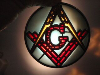 Vintage Masonic Mason Logo Sun Catcher Ornament Window Decoration Emblem Usa