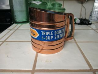 Vintage Foley Made In Usa 5 Cup Copper Plate Sifter - As