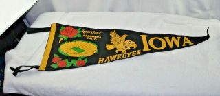 Vintage Iowa Hawkeyes Rose Bowl Felt Football Pennant 29 " C1958 - 59