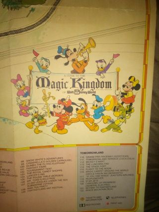 Vintage 1970’s Walt Disney World Magic Kingdom Large Poster Wall Map 39 " X 31 "