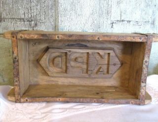 Lg Carved Wood Wooden Farmhouse Brick Butter Mold Initials Kpd 12 1/2 " X 5 3/4 "