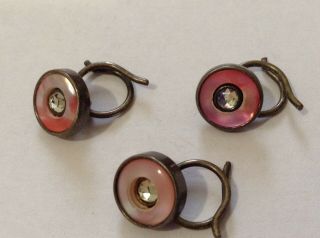 Set Of 3 Old/antique Gilt Metal And Diamanté Middle Buttons.