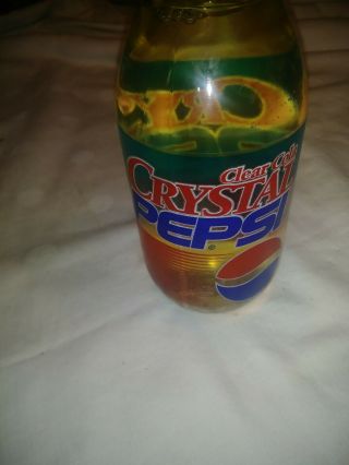 Vintage Crystal Pepsi Glass 16 oz Bottle (Full) with Plastic Cap 2