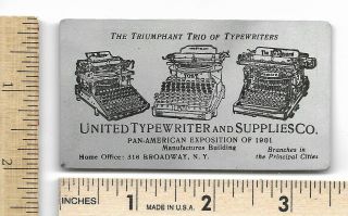Aluminum Business Trade Card United Typewriter 1901 Pan - American Expo