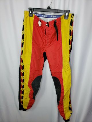 Vtg Vintage Fox Racing 360 Motorcross Pants Size Mens 34 Red Yellow Black