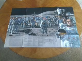 Vintage Apollo Astronaut Moon Earth 1973 National Geographic Map Poster.