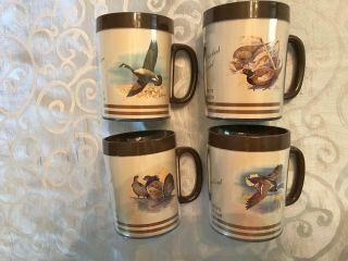 Thermo - Serv Wild Game Birds Set Of 4 Vintage Coffee Cups Mugs Brandt 