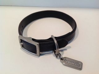 Classic Authentic 4559 Coach Black Leather Dog Collar,  Charm Vintage Model Small