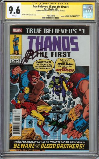 True Believers: Thanos The First 1 Cgc 9.  6 2x Ss Stan Lee Starlin Iron Man 55