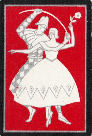 1 Wide Swap Playing Card Vintage Art Deco Lady Ballet Dancer & Pierrot Man