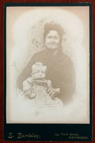 Old Woman & Child,  S.  Bardsley,  Heywood.  Large Cdv Photograph