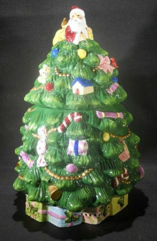 Spode Christmas Tree Cookie Jar W/ Christmas Presents Hand Painted