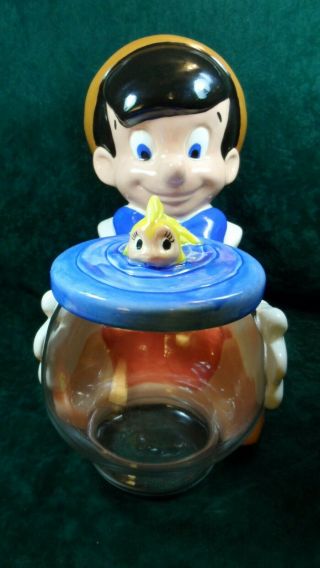 Disney Treasure Craft Pinocchio Cleo With Fish Bowl Cookie Jar
