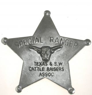 Special Ranger Texas Cattle Raisers Old West Badge Obsolete 29 Made In Usa