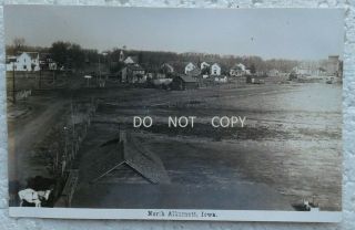 C.  1909 Rppc.  Very Early Town View,  Railroad,  Trains,  North Alburnett Iowa