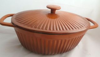 Paula Deen Orange Enamel Cast Iron Dutch Oven Roasting Casserole Dish Lid Oval