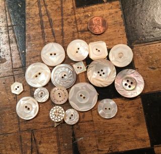 Assortment Mother Of Pearl Abalone Other Buttons Some Antique