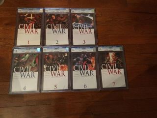 2006 Marvel Comics Complete Set Of Civil War 1 - 7 Graded Cgc
