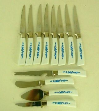 8 Lifetime Cutlery Serrated Steak Knives Corning Cornflower Sheffield,  Specialty