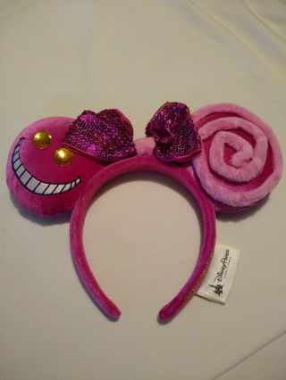 Disney Minnie Ears Alice In Wonderland Cheshire Cat Pink Headband Cute Rare