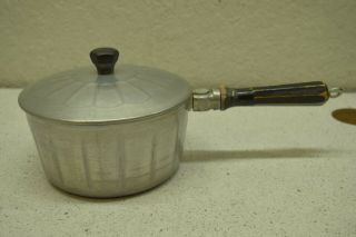 Vintage Household Institute Cast Aluminum Sauce Pan & Lid - 1 Qt w/ Wooden Handle 2