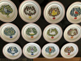 Vtg Full Set Taylorton Potteries 12 Days Of Christmas Dinner Plates Sally Merwin