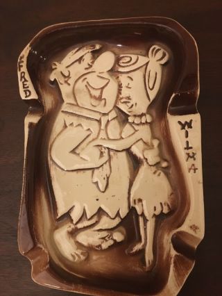The Flinstones 1961 Fred And Wilma Dancing Ceramic Ashtray