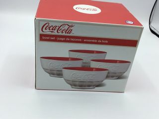 4 Coca Cola White Ceramic Bowls