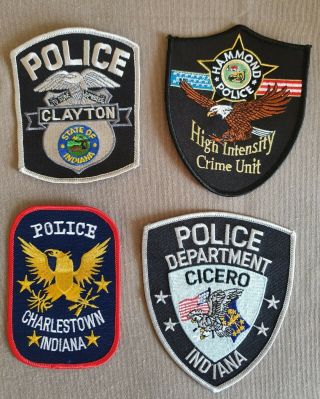 Usa - 4 X Different Police Patches - Indiana 1