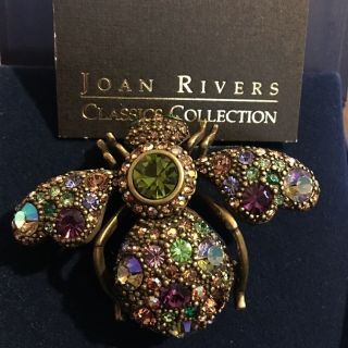 Joan Rivers Vintage Style Large Bumble Bee Pin Brooch Multi Color Insect Bug