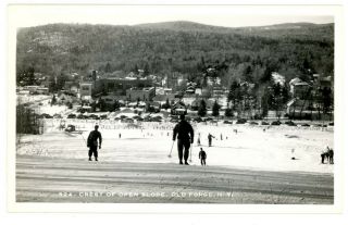 Old Forge Ny - Crest Of Open Ski Slope - Rppc Postcard Adirondacks Fulton Chain
