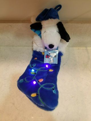 Peanuts Snoopy Light Up Musical Christmas Stocking - Plays " Linus & Lucy " Nwt
