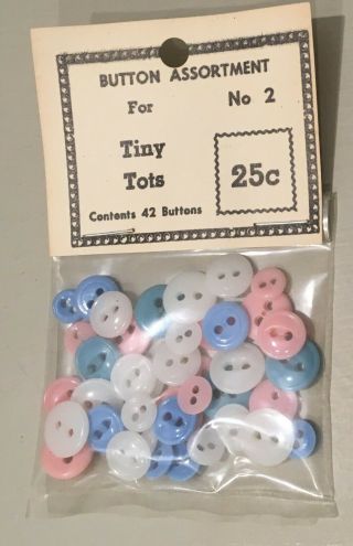 Vintage Tiny Tot Nos Mip Plastic Buttons Doll Clothes Infant Child 
