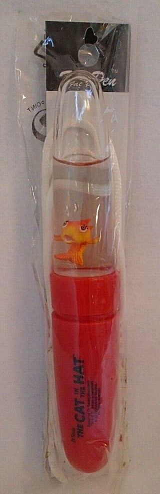 Vintage Dr.  Seuss Cat In The Hat Fat Pen One Fish Snowglobe Necklace Liquid Star