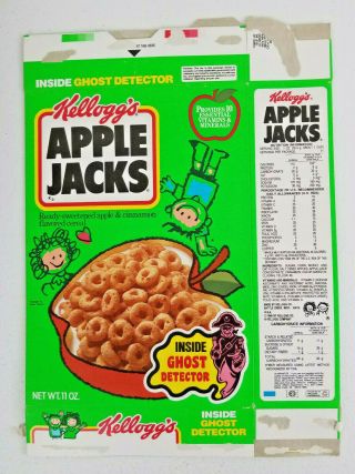 Kelloggs Apple Jacks 1990 Cereal Box - Ghost Detector - Empty & Flattened