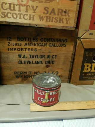 Hills Bros.  Coffee (1952) Canister W/ Lid & Key Vtg Java Ltd 1/2 Lbs Can