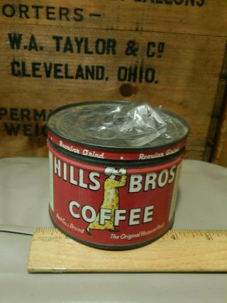 Hills Bros.  Coffee (1952) Canister w/ Lid & Key Vtg Java Ltd 1/2 Lbs Can 2