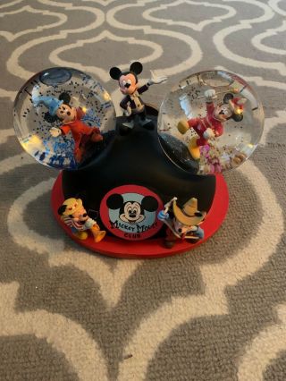 Vintage Disney Mickey Mouse Club Musical With Double Snowglobe And Donald