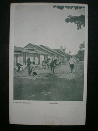 Colombo Street Repairs & Workmen Ceylon Postcard