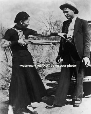 8x10 1932 Bonnie Parker Shotgun Photo Gangster Bonnie And Clyde Gang Gun Play