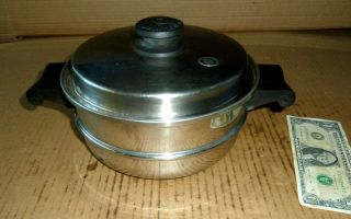 Vintage Salad Master Double Boiler Pot,  Pan Insert & Cover,  Top,  Lid Is 7 - 3/4 " Dia.