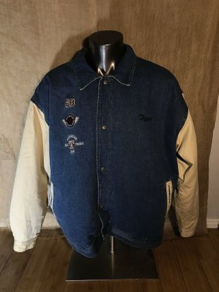 Tigger Disney Store Vintage Denim Varsity Bomber Jacket Size Xxl Mickey Men’s