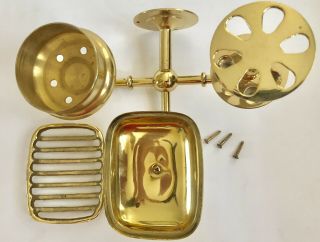 Vintage Solid Brass Toothbrush,  Soap Dish And Cup Holder Wall Mounted Ecu
