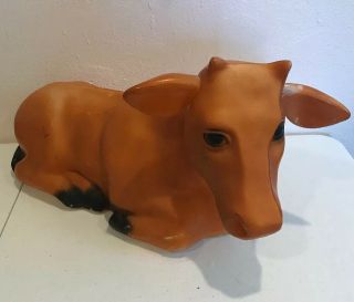 Vintage Christmas Nativity Cow Oxen Empire Blow Mold Manger Stable Decoration 21
